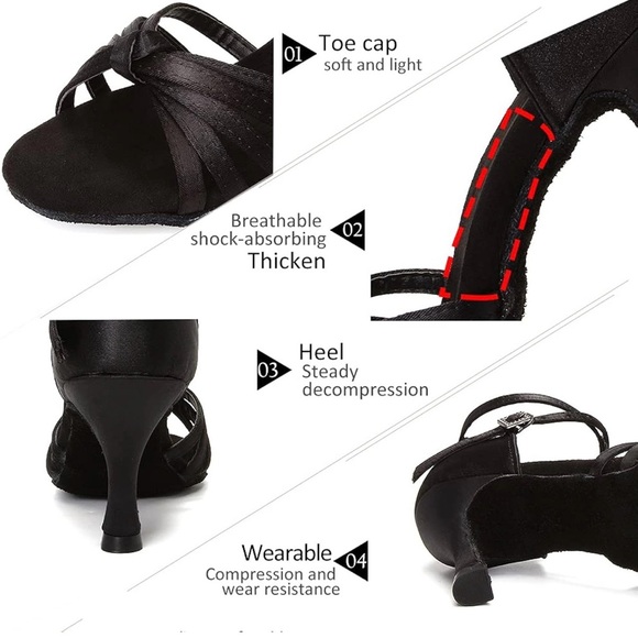 Satin Salsa Ballroom Professional Dancing Shoes - Picture 3 of 9
